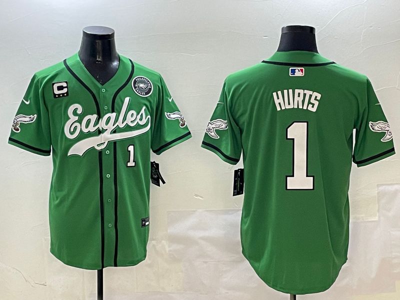 Men Philadelphia Eagles #1 Hurts Green three generations Jointly Name 2025 Nike Limited NFL Jersey style 15->philadelphia eagles->NFL Jersey